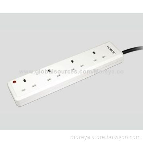 Power Strip of UK Standard, with 4 Socket Outlets, Extension Cable, Overload Protection